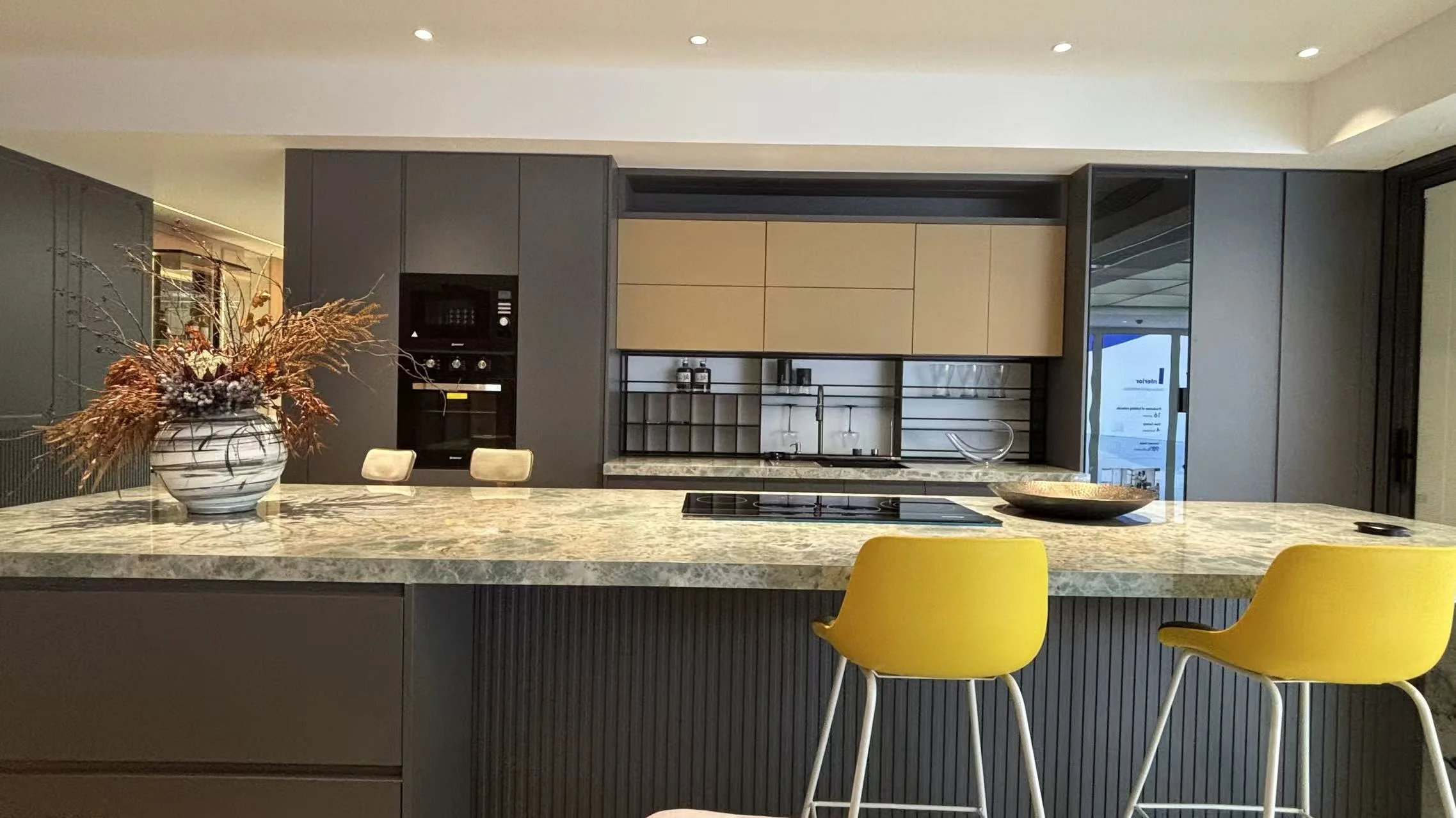 Kitchen cabinet display photographed in the Foshan showroom